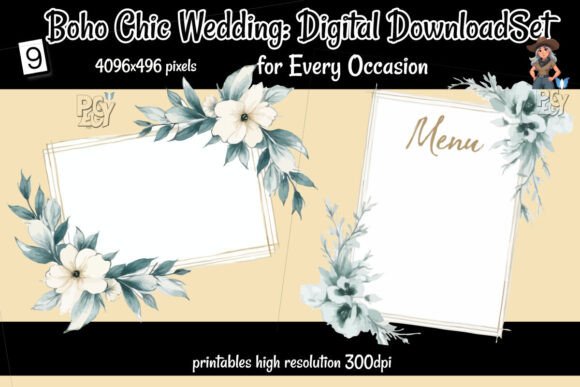 Boho Chic Wedding Digital PNG SVG Set