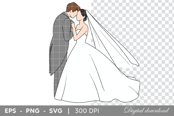 Bride and Groom Wedding Illustration