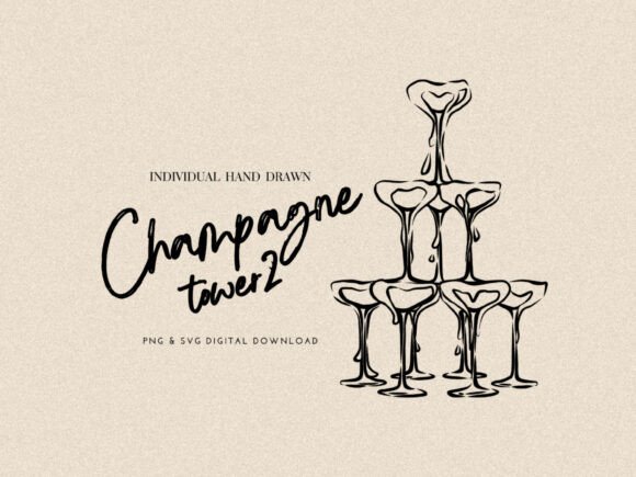 Champagne Glass Tower Wedding Element