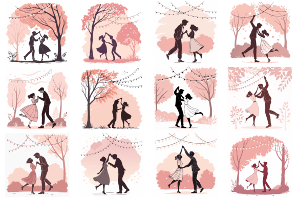 Couples Dancing Under Fairy Lights