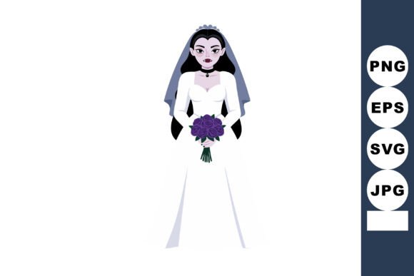 Gothic Bride in White Wedding Dress Hold