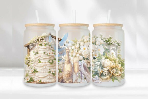 Wedding 16oz Glass Can Wrap