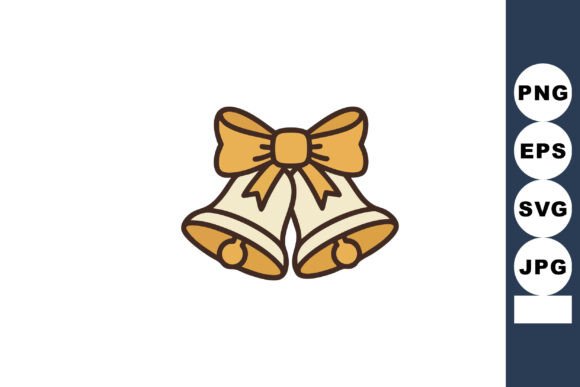 Wedding Bells with Golden Bow Vector Ill