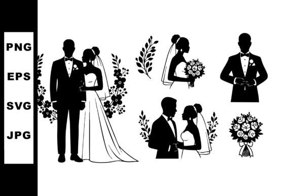 Wedding Couple Bride Groom Silhouettes H