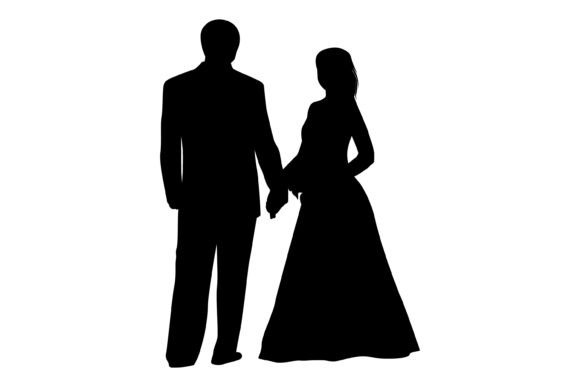Wedding Couple Silhouette Vector Art