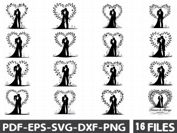 Wedding Heart, Bride and Groom SVG