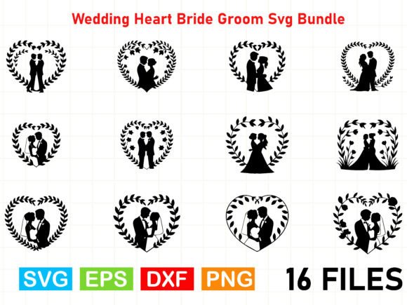 Wedding Heart Bride Groom Svg Bundle